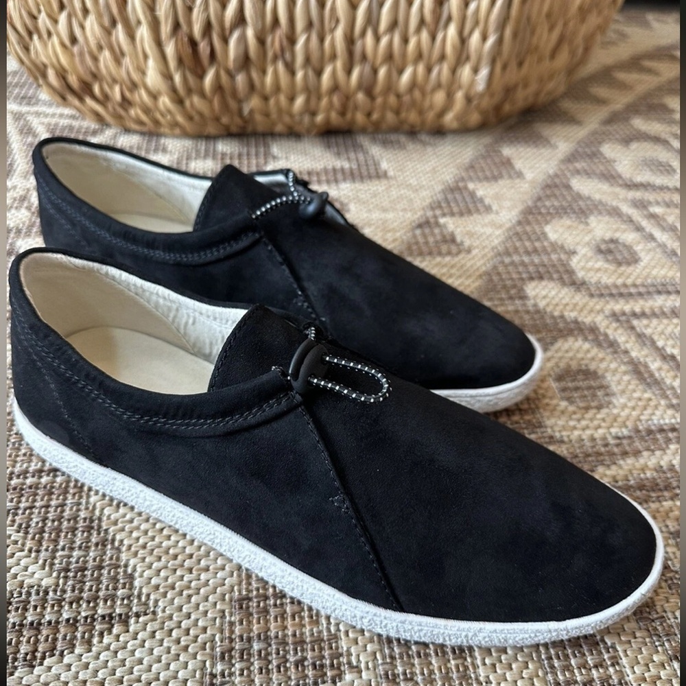 NWOT Lucky Brand Sz 11 Women Ebrun Black Slip On Shoes Loafers Adj toggle
